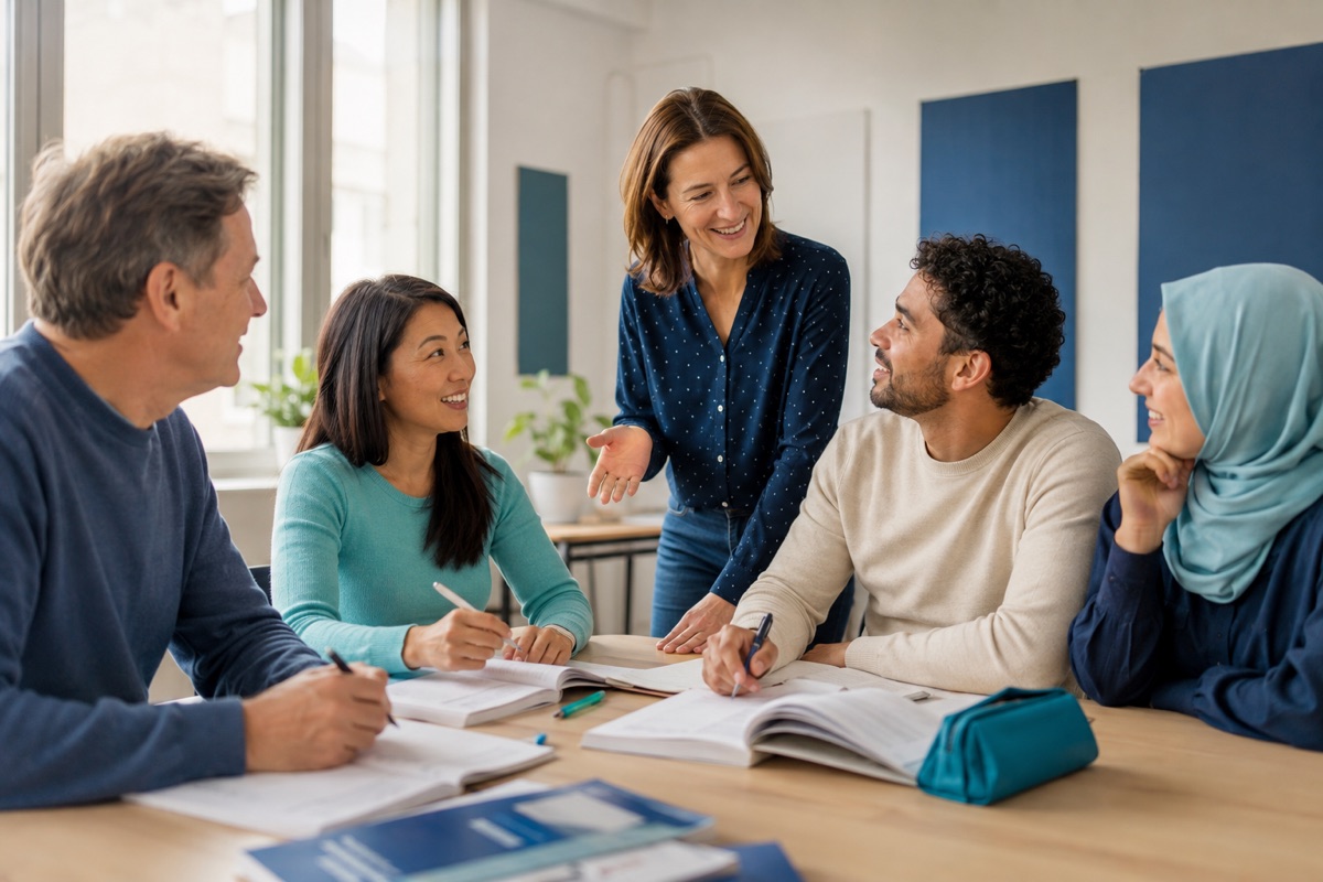 Erwachsene Teilnehmende in einem Sprachkurs der ProAkademie